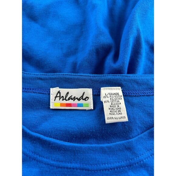 VTG Arlando Women's Blue Sequin Embroidered Fish Graphics Crew Neck Tee Large - Picture 11 of 11